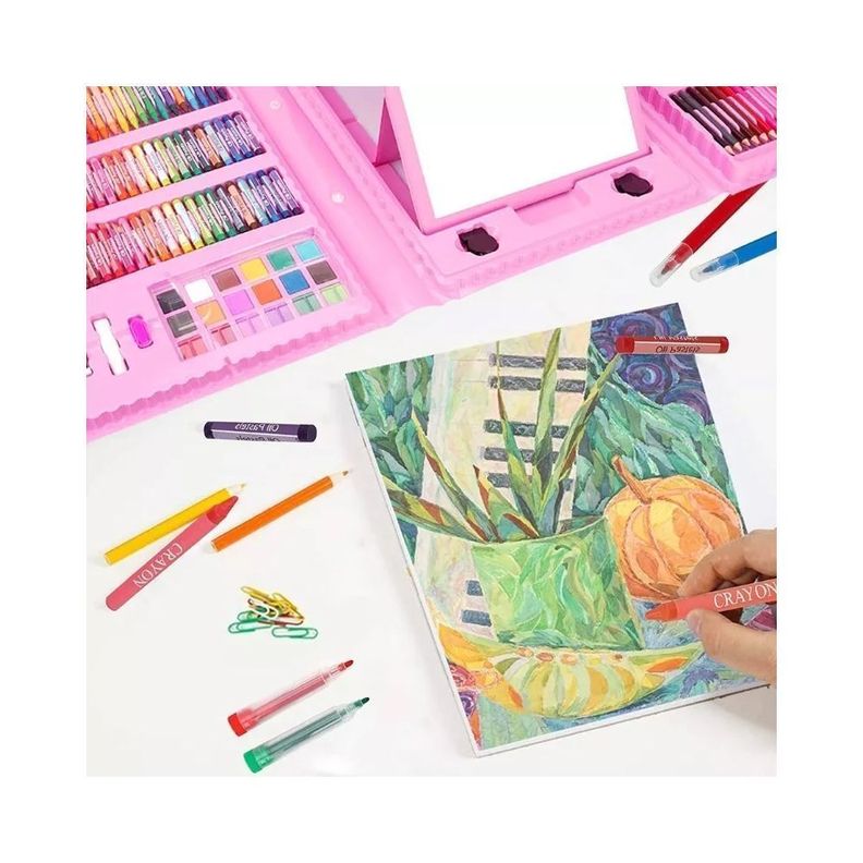 Maleta 208 Piezas Dibujo Infantil Aprendizaje Rosa-4