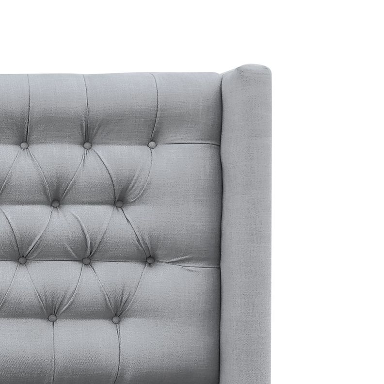Respaldo Capitoné Wing Recto Lino Gris Plata- King-1