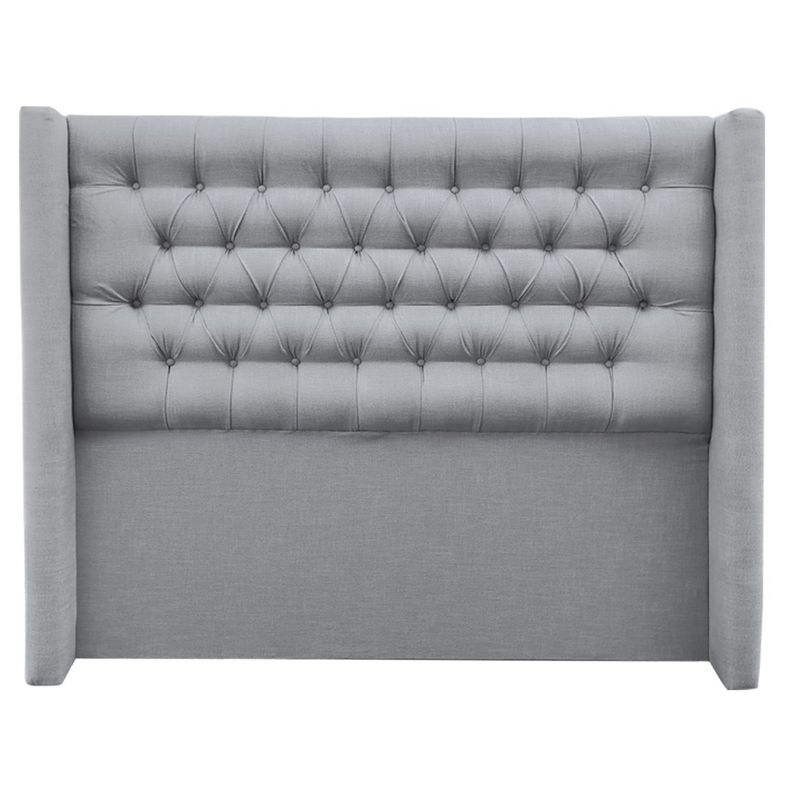 Respaldo Capitoné Wing Recto Lino Gris Plata- King-0