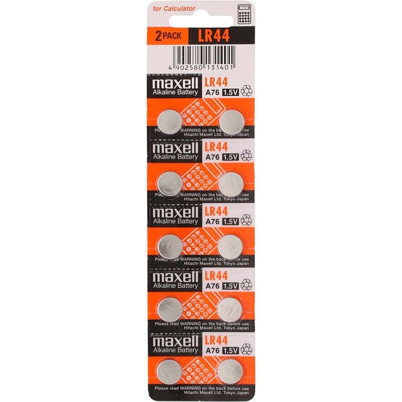 Pack 10 Pilas Ag13 Lr44 A76 Maxell Alcalina Tipo Reloj-0