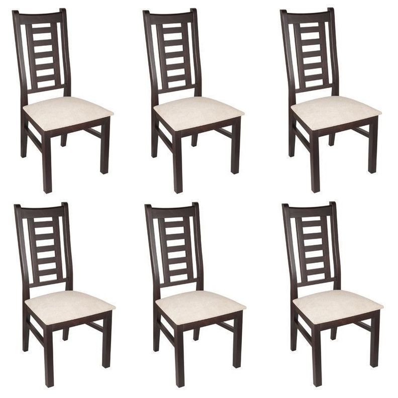 PACK 6 SILLAS PASCAL MADERA COLOR CHOCOLATE TAPIZ BEIGE JASPEADO-0