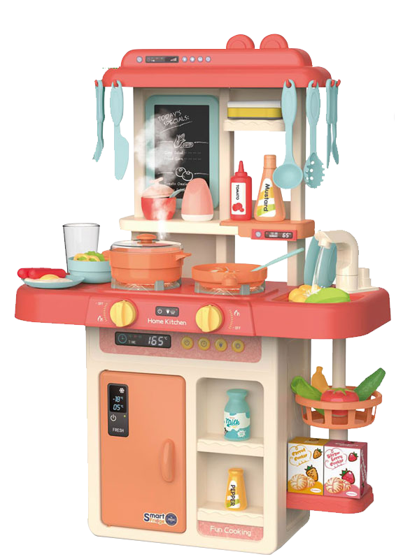Cocina De Juguete 42 Accesorios Estilo Moderno Rosada-0