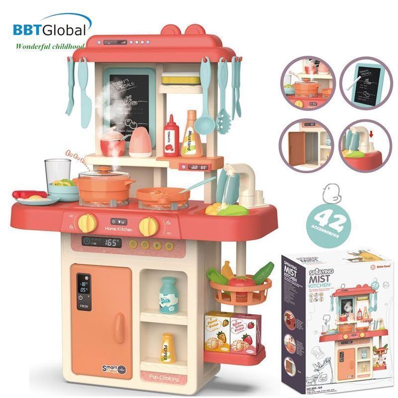 Cocina De Juguete 42 Accesorios Estilo Moderno Rosada-1