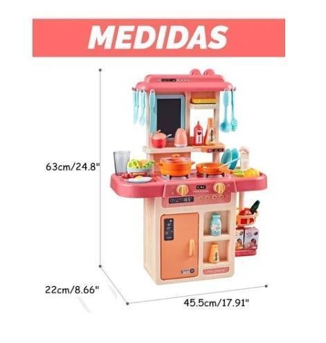 Cocina De Juguete 42 Accesorios Estilo Moderno Rosada-2