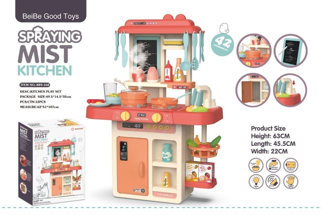 Cocina De Juguete 42 Accesorios Estilo Moderno Rosada-3