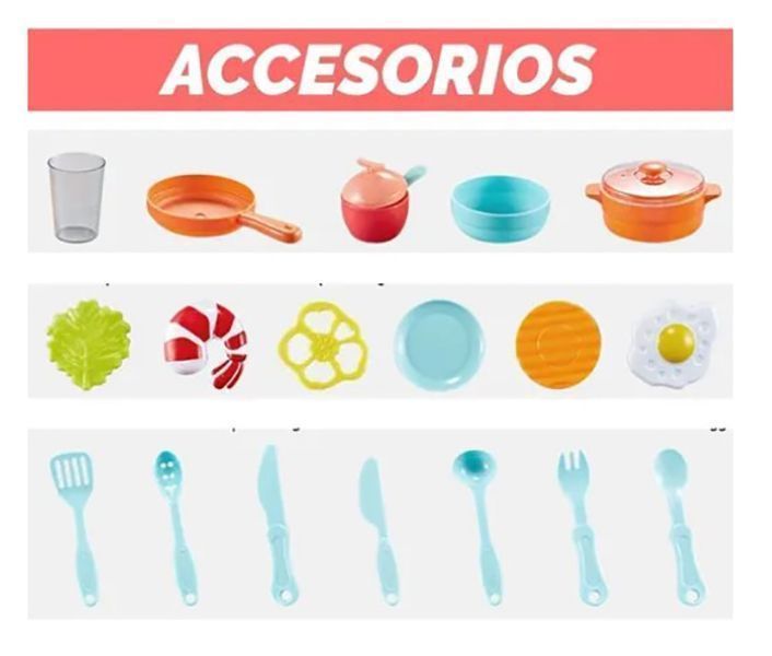 Cocina De Juguete 42 Accesorios Estilo Moderno Rosada-5