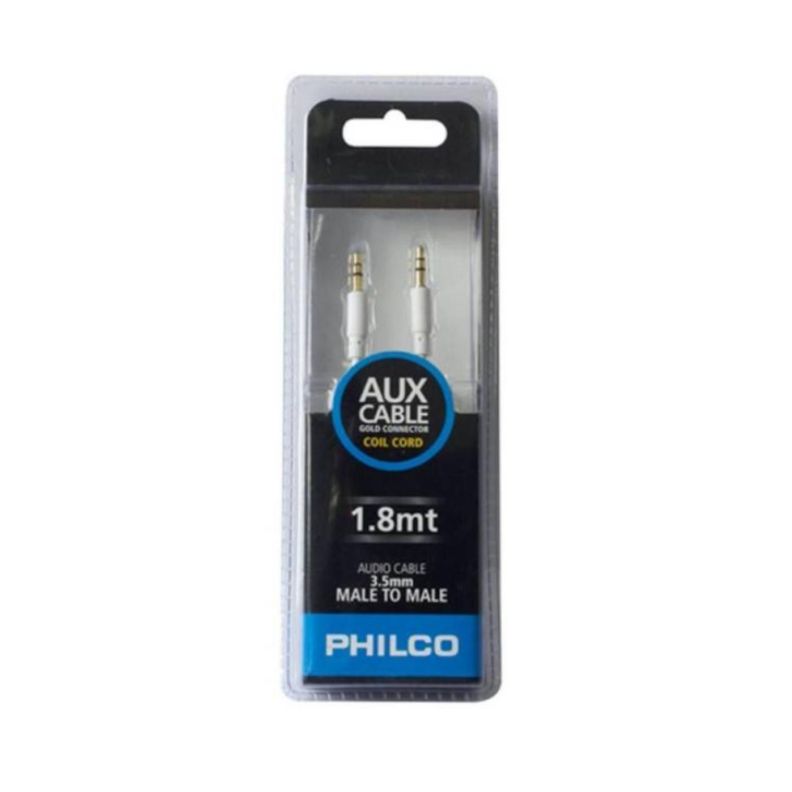 Cable Auxiliar Audio Jack 3.5 Trenzado 1.8Mts Negro Philco-1