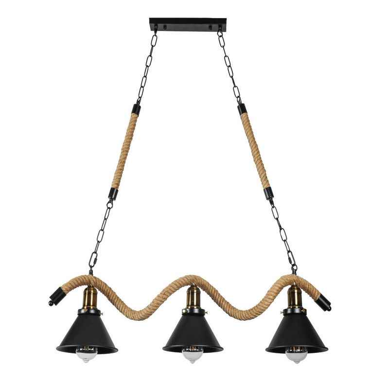 Lámpara Colgante Cáñamo Con Cadena Tres Luces E-27-0