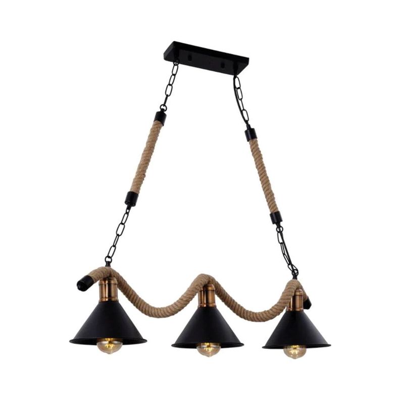 Lámpara Colgante Cáñamo Con Cadena Tres Luces E-27-2