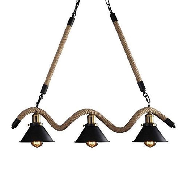 Lámpara Colgante Cáñamo Con Cadena Tres Luces E-27-3