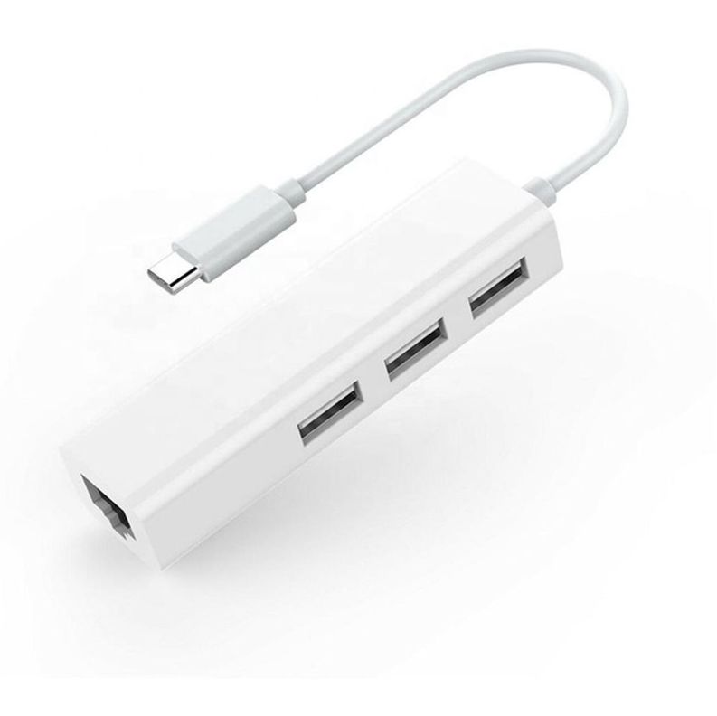 HUB Type-C A RJ45 + 3 Puertos USB2.0 Birlink Blanco