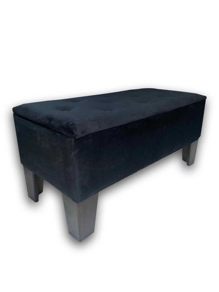 Banqueta Baul HVM Negra Felpa Negro
