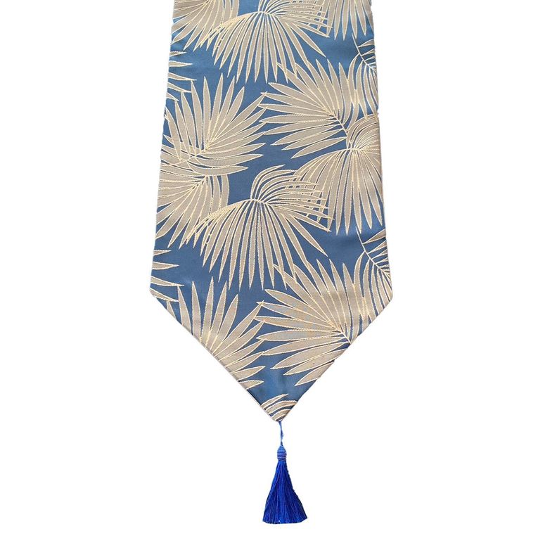 Camino De Mesa Con Diseño Azul y Dorado 180x33 cm-1