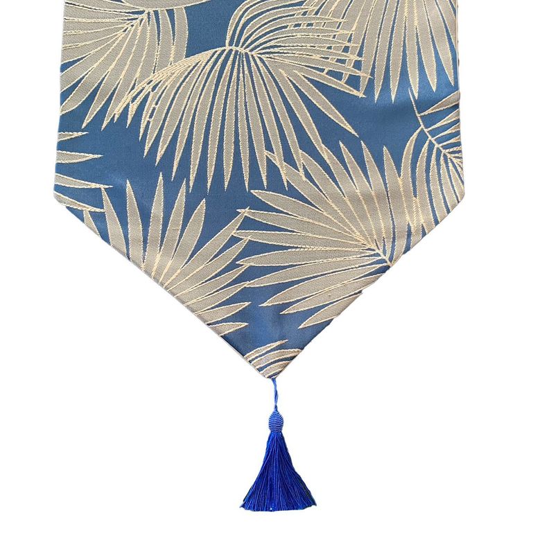 Camino De Mesa Con Diseño Azul y Dorado 180x33 cm-0