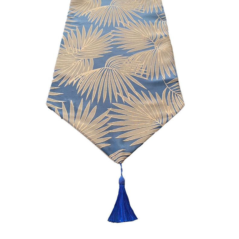 Camino De Mesa Con Diseño Azul y Dorado 180x33 cm-2