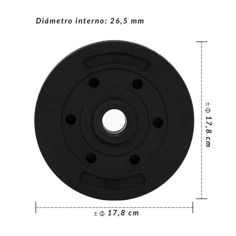 Disco de Cemento 1 Kg para Barra PVC Negro-2