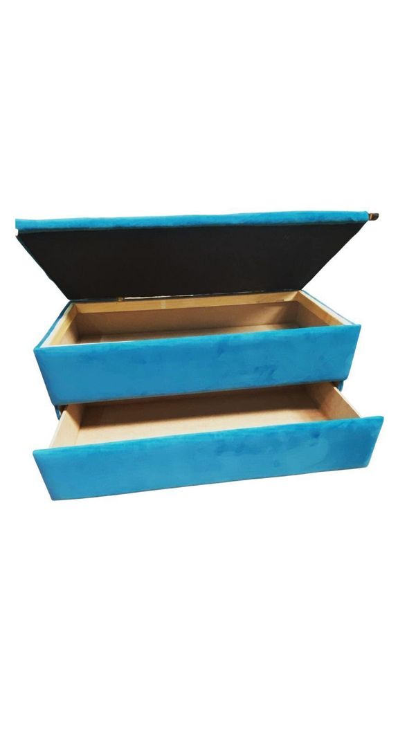 Banqueta baul Zapatero Turquesa Felpa Pmetal-1