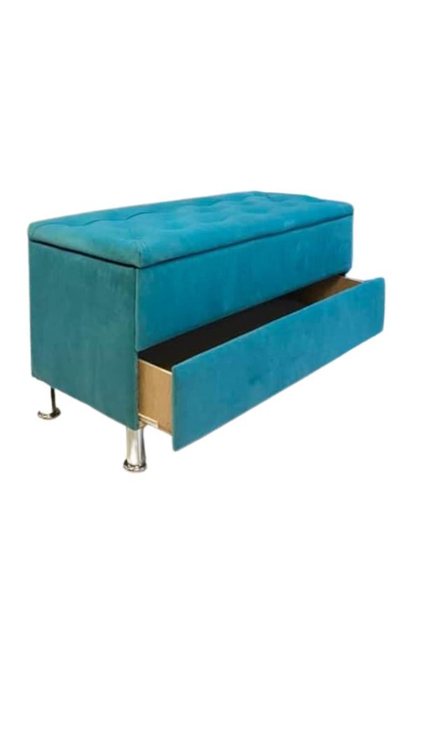 Banqueta baul Zapatero Turquesa Felpa Pmetal-0