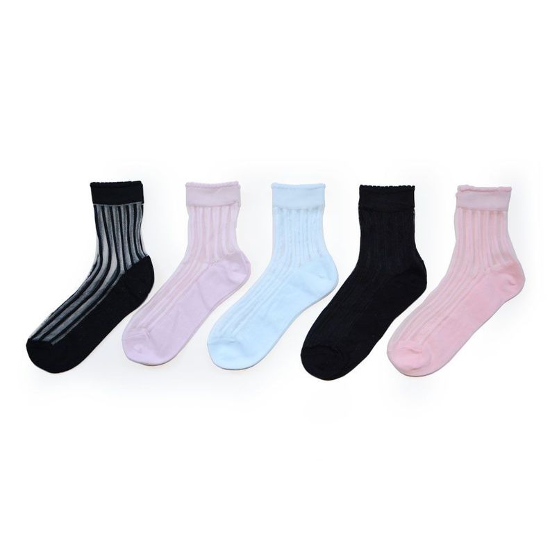 Calcetines con diseño,Transparentes,  NW, modelo crew, 5 pares-0