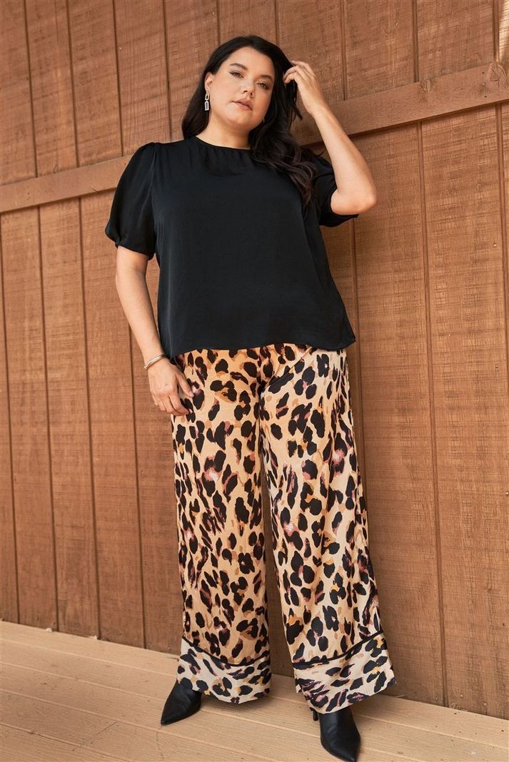 Pantalón palazo animal print semibrillante PJ061-3