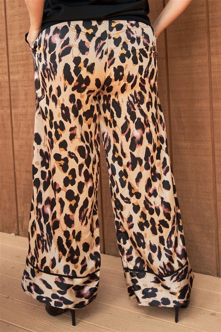 Pantalón palazo animal print semibrillante PJ061-2