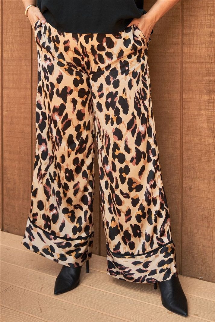 Pantalón palazo animal print semibrillante PJ061-1