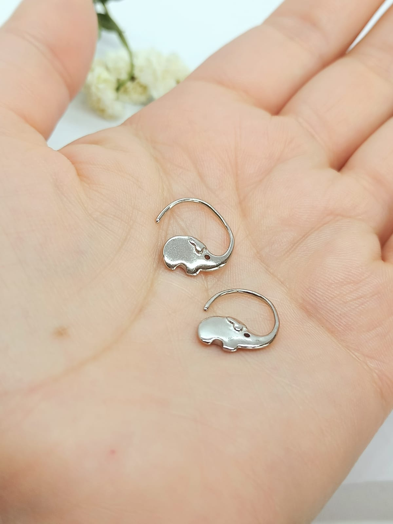 Aros Argollas Elefante Minimalista Suerte Plata Chapado Oro-6