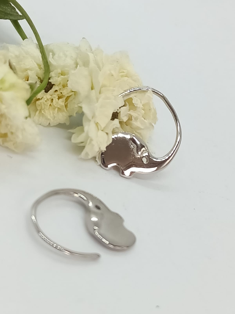 Aros Argollas Elefante Minimalista Suerte Plata Chapado Oro-5