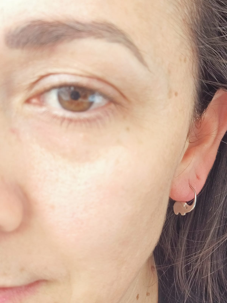 Aros Argollas Elefante Minimalista Suerte Plata Chapado Oro-1
