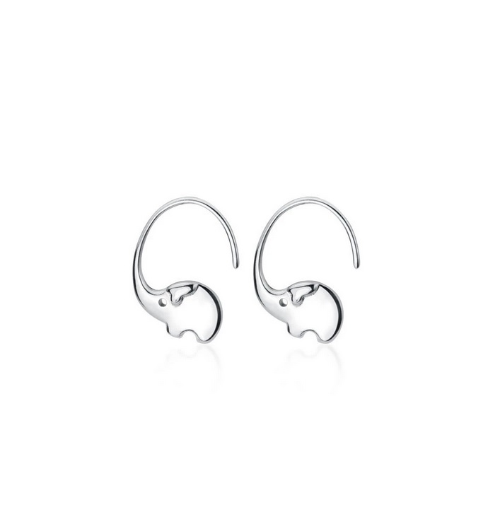 Aros Argollas Elefante Minimalista Suerte Plata Chapado Oro-0