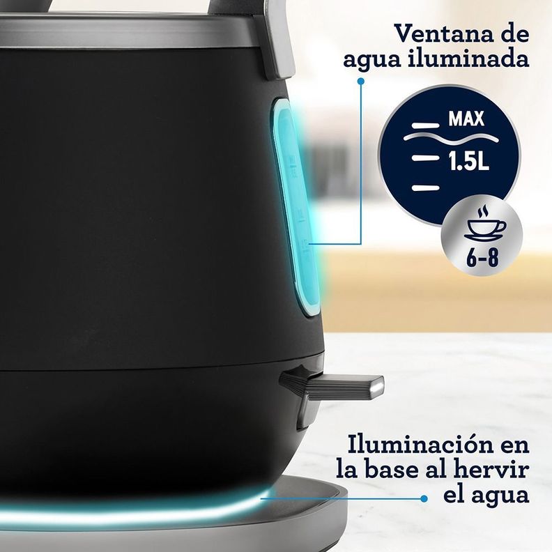 Hervidor eléctrico Oster® premium con capacidad de 1.5L BVSTKT4510B-2