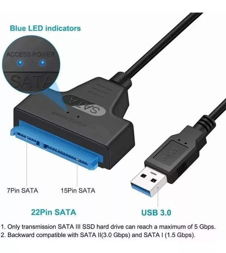 Cable Adaptador Sata A Usb 3 Para Disco Duros Notebooks 2.5-2