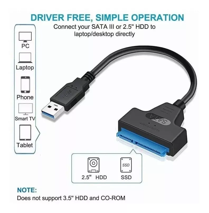 Cable Adaptador Sata A Usb 3 Para Disco Duros Notebooks 2.5-4