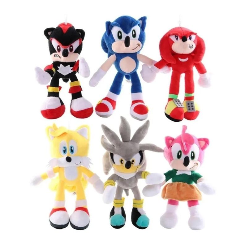 Juguete Pack 6 Peluche Sonic Y Sus Amigos 28cm Infantil-2