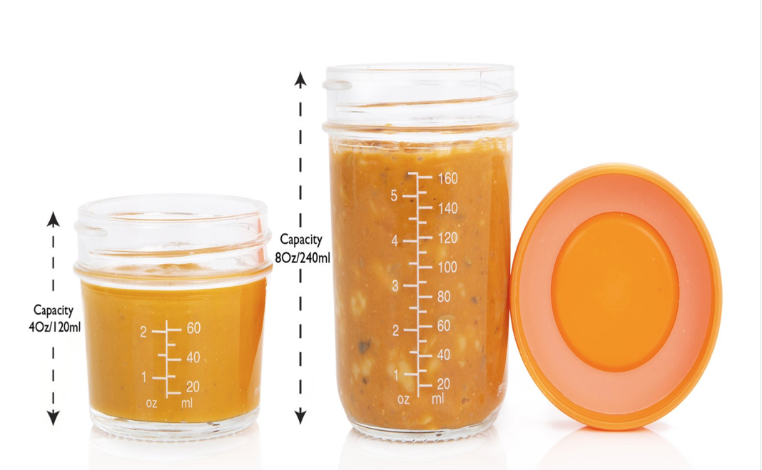 BABYGLASS: Set 4 contenedores de vidrio 240 ml + lápiz marcador-2