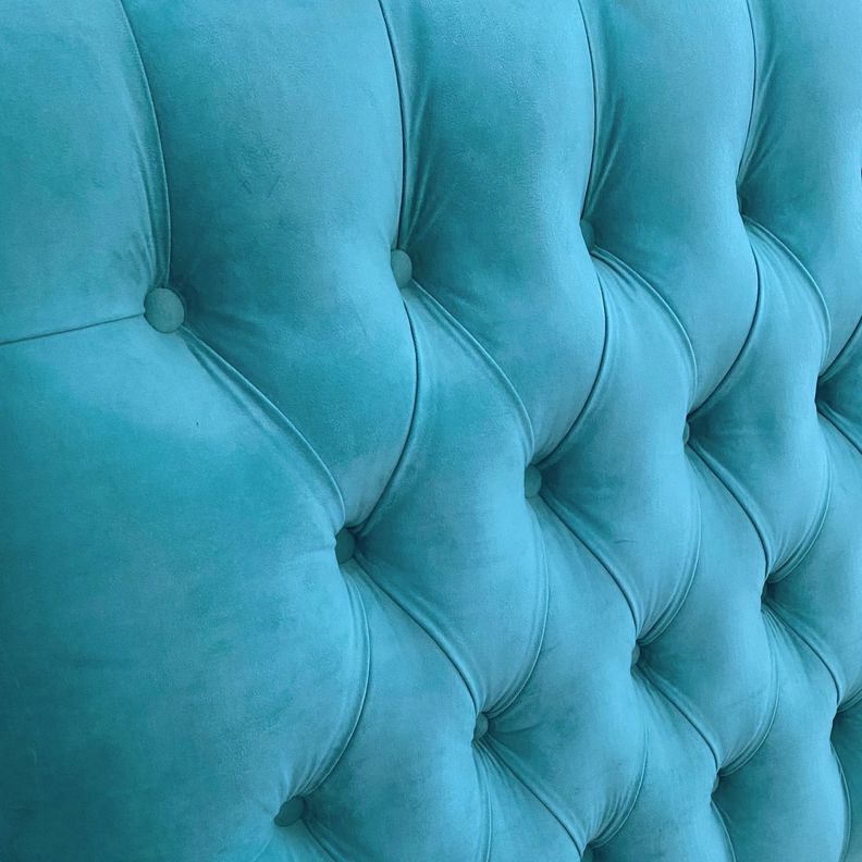 Respaldo Capitoné Premium Felpa Turquesa - King-1