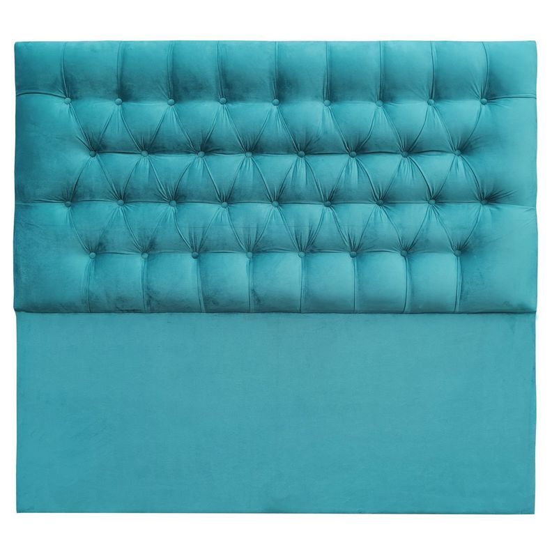 Respaldo Capitoné Premium Felpa Turquesa - King-0