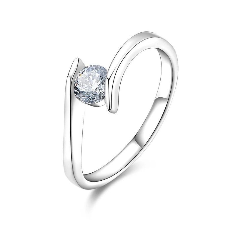 Anillo De Plata 925 Con Piedra Circón - Talla 8-0