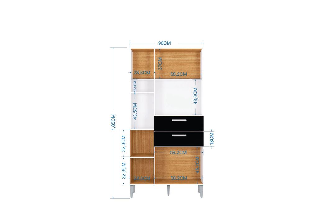 Mueble de cocina Flavia 5 puertas blanco/negro-2