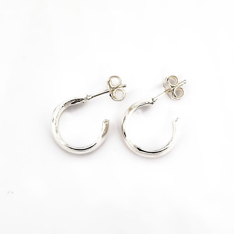 Aros Argollas Bote Pequeña 14mm Plata Fina 925-2