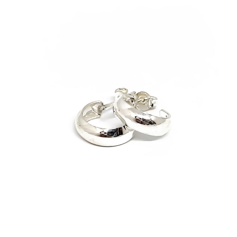 Aros Argollas Bote Pequeña 14mm Plata Fina 925-1