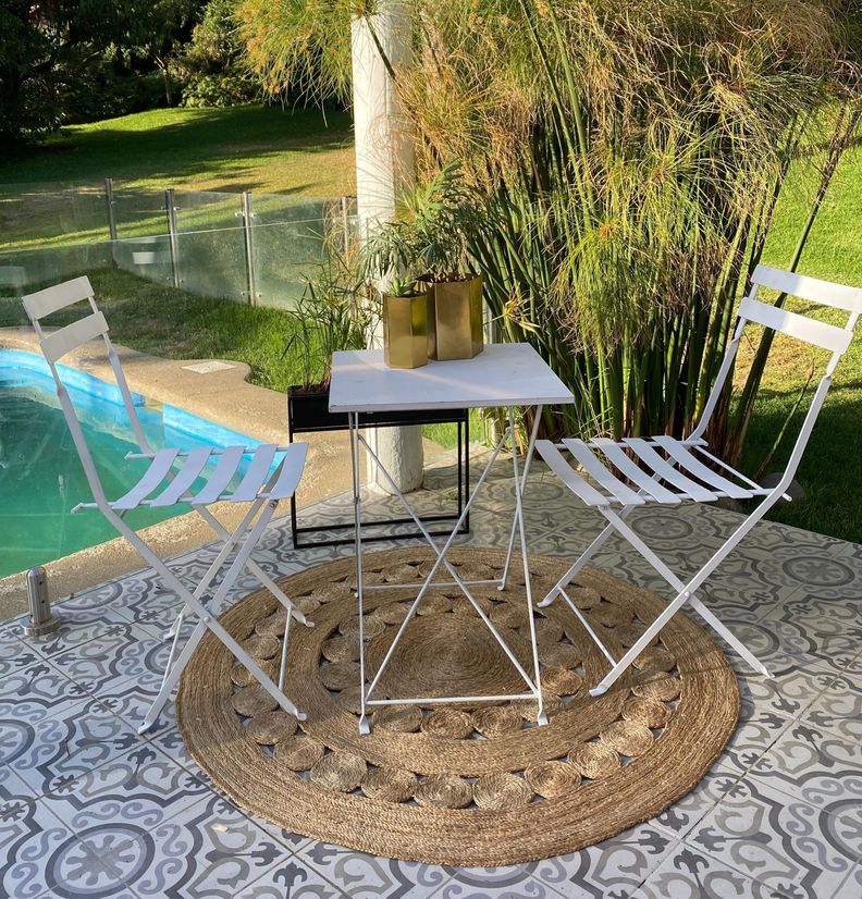 Set de Mesa con 2 Sillas Metalico Vintage Blanco-3
