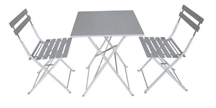 Set de Mesa con 2 Sillas Metalico Vintage Blanco-0