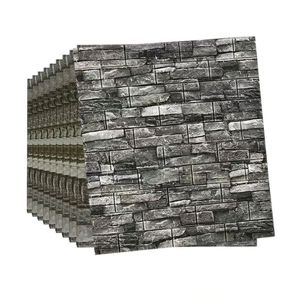  Pack 10 Lamina Papel Mural Autoadhesivo 3d Gris-0