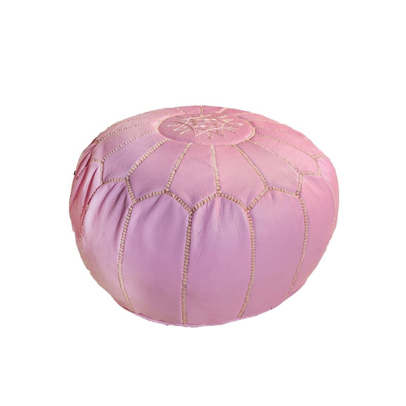 Pouf de Cuero color Rosado- Marruecos-0