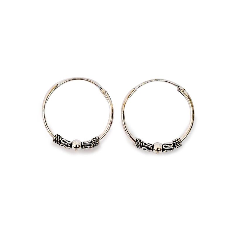 Aros Argolla Bali Envejecida 16mm Plata Fina 925-1