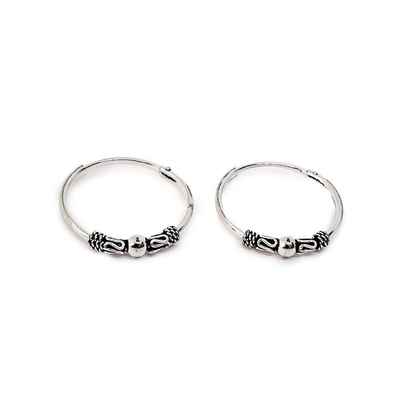 Aros Argolla Bali Envejecida 16mm Plata Fina 925-0