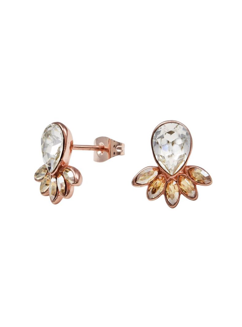 Aros pegados gota con pétalos en cristal-0