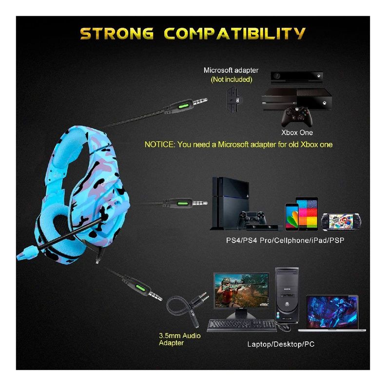 Audifonos Gamer Onikuma K1 B Camouflage Navy Blue-3