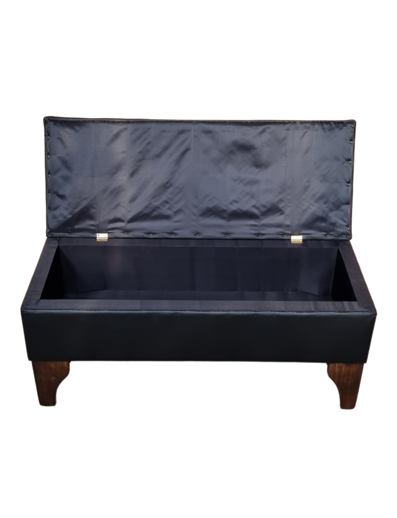 Banqueta  Baúl Botón Diamante Negro Eco Cuero Rimar-4